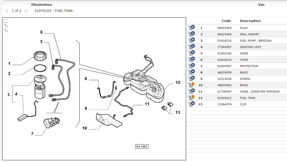 ABARTH 500 FUEL PIPES