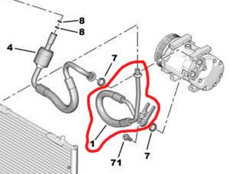 Peugeot 206 air conditioning pipe